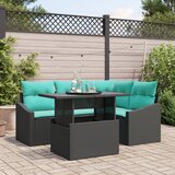 vidaXL 6 delni vrtni sofa set z blazinami črn poli ratan Cene