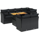 Maison Chic Seti vrtnega pohištva - Vrtna garnitura - Vrtni pohištvo set 8-delna z blazinami črn poli ratan, (21800938) | Shoptok.si