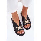 EVENTO Women's Flat Sandals With Golden Decoration Black Amelira | Shoptok.si