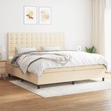vidaXL Krevet s oprugama i madracem krem 200 x 200 cm od tkanine Cijene