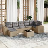 Maison Chic Seti vrtnega pohištva - Vrtna garnitura - Vrtni pohištvo set 8-delna z blazinami bež poli ratan, (21799472) | Shoptok.si
