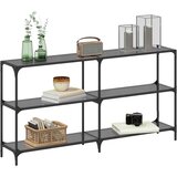 vidaXL Konzolni stol s crnom staklenom površinom 158,5x30x81cm čelični | shoptok.hr