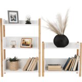 Kondela Stojalo z dvema policama, naravni bambus / belo, BALTIKA TIP 1 | Shoptok.si