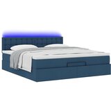 vidaXL Otomanski posteljni okvir z vzmetnico moder 160x200 cm blago | Shoptok.si