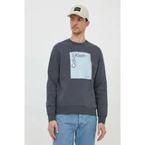 Calvin Klein Bombažen pulover moška, siva barva