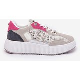 Boto Ladies Sports Shoes With Mesh And Studs Gray Ogalda | Shoptok.si