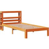 vidaXL Posteljni okvir z vzglavjem voščeno rjava 100x200 cm borovina, (21303820) Cene
