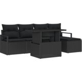 vidaXL 6-delni vrtni kavč set z blazinami Črn Poli Ratan | Shoptok.si