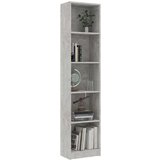 vidaXL Knjižna omara 5-nadstropna betonsko siva 40x24x175cm iverna pl. | Shoptok.si