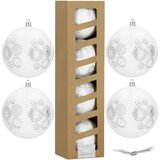  Set Božićnih kuglica bijele i srebrne boje, 10 cm - 4 komada | shoptok.hr