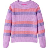  Dječji džemper prugasti pleteni ljubičasto-ružičasti 140 | shoptok.hr