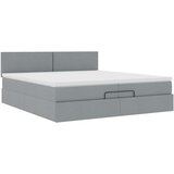 vidaXL Otomanski posteljni okvir z vzmetnicami siv 200x200 cm blago | Shoptok.si