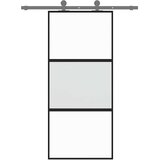  Klizna vrata crna 90 x 205 cm od kaljenog stakla i aluminija | shoptok.hr