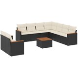  The Living Store Vrtna sedežna garnitura 10-delna z blazinami črn poli ratan - Vrtna Sedežna Garniture, (21453164) | Shoptok.si