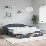 vidaXL izvlečna dnevna postelja s predali temno siva 90x190 cm žamet | Shoptok.si
