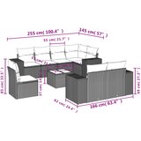  9-dijelni set vrtnih sofa od poliratana s jastucima sivi | shoptok.hr