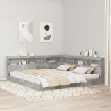  Krevetna polica s policom 2 pcs Beton siva 180 x 200 cm Beton | shoptok.hr