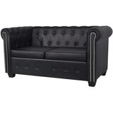  Chesterfield kavč dvosed umetno usnje črne barve | Shoptok.si
