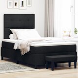 vidaXL Krevet s podlogom s madracem i klupom Crna 120x190 cm Tkanina | shoptok.hr
