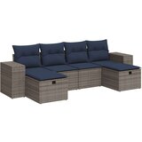  Vrtna garnitura - 6-dijelni set vrtnih sofa od poliratana s jastucima sivi - Siva sa spremištem 1 | shoptok.hr