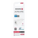 Swissten punjač GaN 45 W, 1x USB-C PD + 1x USB-A 18 W QC, bijeli Slike