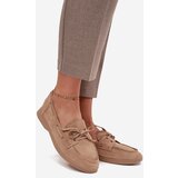 Boto Women's Loafers Flat Moccasins With Tie Beige Zalina | shoptok.hr