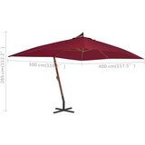  Konzolni vrtni suncobran s drvenim stupom 400 x 300 cm bordo | shoptok.hr