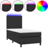 Krevet box spring s madracem LED crni 90x200 cm od umjetne kože | Eponuda.com