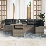 vidaXL Set vrtne sofe s jastucima od 7 dijelova siva poly ratan | shoptok.hr
