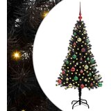 vidaXL Božično drevo med 150 LED z stojalom Črna 150 cm PVC | Shoptok.si