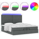 vidaXL Otomanski posteljni okvir z vzmetnicami siv 200x200 cm blago, (21653252) | Shoptok.si