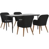  5-dijelni vrtni blagovaonski set s jastucima crni | shoptok.hr