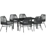 vidaXL 7-delni vrtni jedilni set z blazinami Črna Poli ratan, (22115876) | Shoptok.si