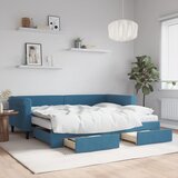 vidaXL Izvlečna dnevna postelja s predali modra 90x200 cm žamet Cene