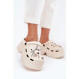 Boto Women's sandals on a chunky platform with embellishments beige Vivira | Shoptok.si