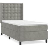 Box spring krevet s madracem svjetlosivi 90x190 cm baršunasti | shoptok.hr