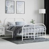  Metalni okvir kreveta uzglavlje i podnožje bijeli 120x200 cm | shoptok.hr