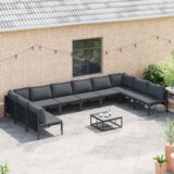 vidaXL Vrtna sedežna garnitura 10 pcs Antracitna Jeklo | Shoptok.si