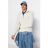 Trendyol Ecru Men's Regular Fit Zippered Turtleneck Knitwear Sweater. | Shoptok.si