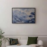  Plakat - Blue Bay - Italian Landscape of Lake Como Painted in Blue Ink 60x40 Crni okvir | shoptok.hr