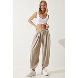 Women's Beige Pleated Comfortable Modal Shalwar Trousers | shoptok.hr