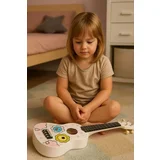 Ukulele drvena gitara za decu sa 4 najlonske žice i trzalicom bela– ECOTOYS