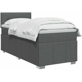  Boxspring krevet s madracem Tamnosiva 90 x 200 cm Tkanina - Tamnosiva 90 x 200 cm Prošiveno gumbima | shoptok.hr