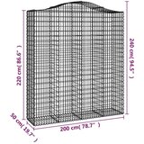  Obokane gabion košare 3 kosi 200x50x220/240 cm pocinkano železo | Shoptok.si