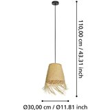 Eglo Aycliffe viseća lampa E27, Ø30 cm, pleteno drvo s resastim rubom, 43871 | shoptok.hr