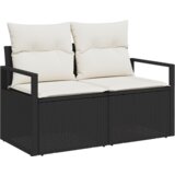 vidaXL 7-delni vrtni kavčni set z blazinami črnega poli ratana | Shoptok.si