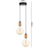  Luster na sajli MIROS, 2xE27/60W/230V, okrugao, crne/bakrene boje | Eponuda.com