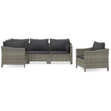 Maison Chic Seti vrtnega pohištva - Vrtna garnitura - Vrtni pohištvo set 5-delna z blazinami siv poli ratan, (21807838) | Shoptok.si