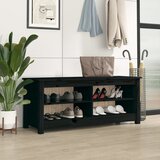 Klupa za cipele crna 110 x 38 x 45,5 cm od masivne borovine | shoptok.hr