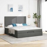  Otomanski krevet s madracem tamnosivi 180x200cm od tkanine | shoptok.hr